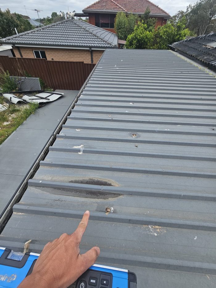 DIY sealant patch repair on metal roof Sydney