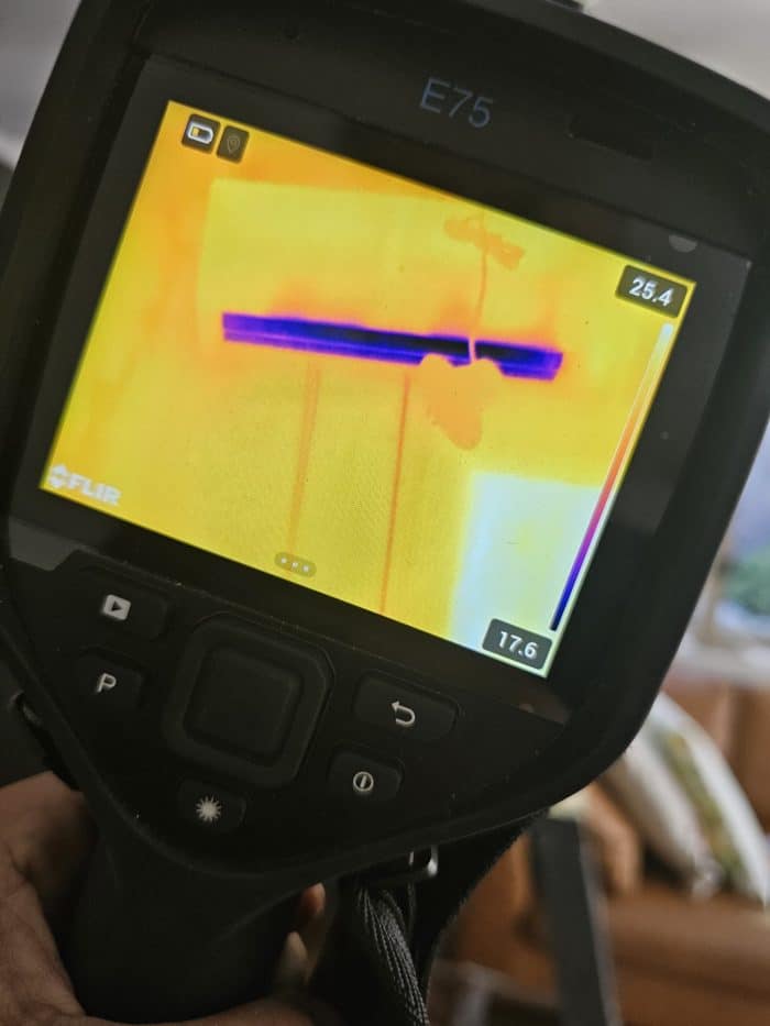thermal camera scan showing a distinct cold zone
